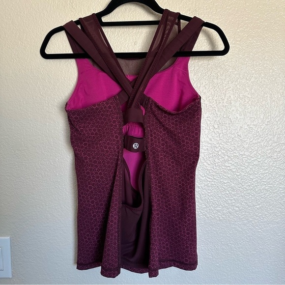 Lululemon Ready Set Sweat Mesh Strappy Cycling Lightweight maroon Tank Top - Picture 6 of 14